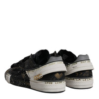 Dolce & Gabbana Black White Portofino Low Top Sneakers Shoes