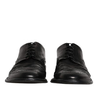 Dolce & Gabbana Black Leather Derby Wingtip Formal Shoes