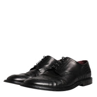 Dolce & Gabbana Black Leather Derby Wingtip Formal Shoes