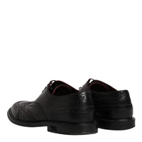 Dolce & Gabbana Black Leather Derby Wingtip Formal Shoes