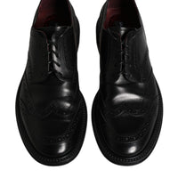 Dolce & Gabbana Black Leather Derby Wingtip Formal Shoes