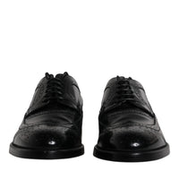 Dolce & Gabbana Black Leather Derby Wingtip Formal Shoes