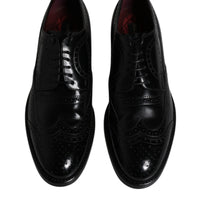 Dolce & Gabbana Black Leather Derby Wingtip Formal Shoes