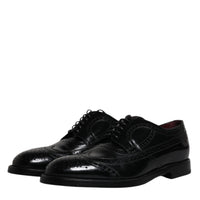 Dolce & Gabbana Black Leather Derby Wingtip Formal Shoes