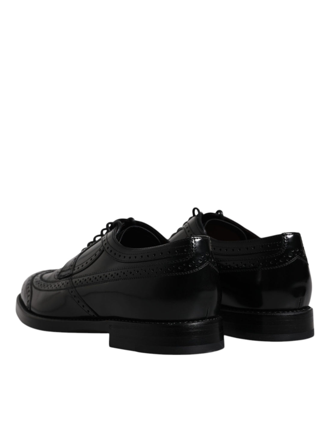 Dolce & Gabbana Black Leather Derby Wingtip Formal Shoes