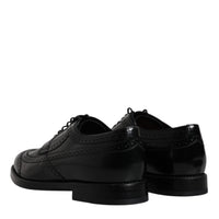 Dolce & Gabbana Black Leather Derby Wingtip Formal Shoes