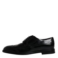 Dolce & Gabbana Black Leather Derby Wingtip Formal Shoes