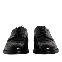 Dolce & Gabbana Black Leather Derby Wingtip Formal Shoes