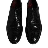 Dolce & Gabbana Black Leather Derby Wingtip Formal Shoes