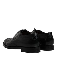 Dolce & Gabbana Black Leather Derby Wingtip Formal Shoes