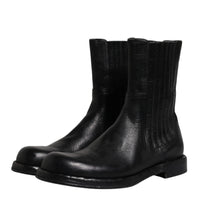 Dolce & Gabbana Black Horse Leather Mid Calf Boots Shoes