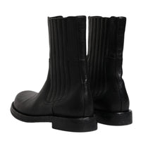 Dolce & Gabbana Black Horse Leather Mid Calf Boots Shoes