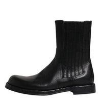 Dolce & Gabbana Black Horse Leather Mid Calf Boots Shoes