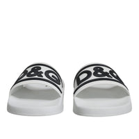 Dolce & Gabbana White Black Sandals Rubber Beachwear Shoes