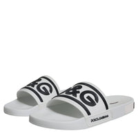 Dolce & Gabbana White Black Sandals Rubber Beachwear Shoes