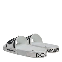 Dolce & Gabbana White Black Sandals Rubber Beachwear Shoes