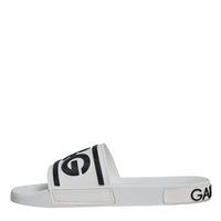 Dolce & Gabbana White Black Sandals Rubber Beachwear Shoes