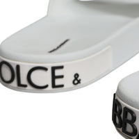 Dolce & Gabbana White Black Sandals Rubber Beachwear Shoes