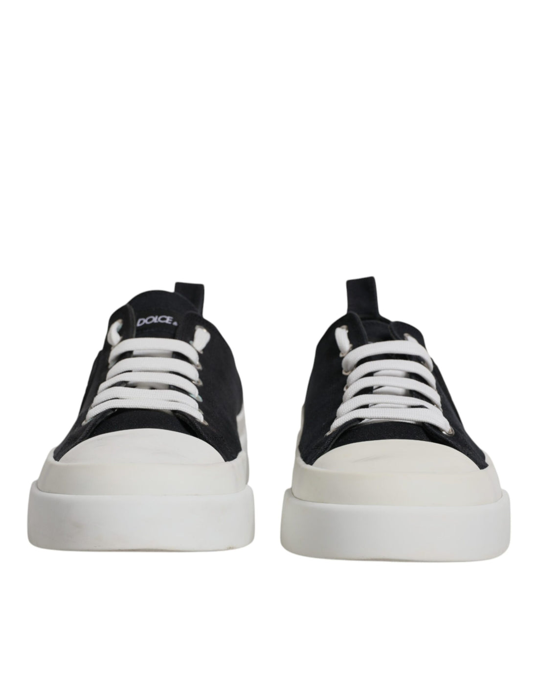 Dolce & Gabbana Black White Canvas Low Top Sneakers Shoes