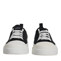 Dolce & Gabbana Black White Canvas Low Top Sneakers Shoes