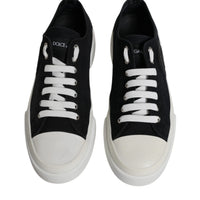 Dolce & Gabbana Black White Canvas Low Top Sneakers Shoes