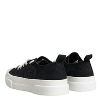 Dolce & Gabbana Black White Canvas Low Top Sneakers Shoes