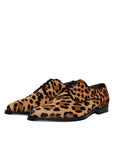 Dolce & Gabbana Brown Leopard Derby Formal Men Dress Shoes