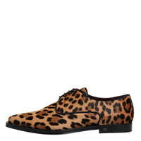 Dolce & Gabbana Brown Leopard Derby Formal Men Dress Shoes