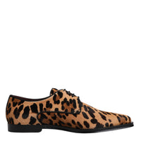 Dolce & Gabbana Brown Leopard Derby Formal Men Dress Shoes