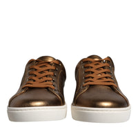 Dolce & Gabbana Gold Leather Logo London Men Sneaker Shoes