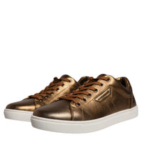 Dolce & Gabbana Gold Leather Logo London Men Sneaker Shoes