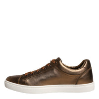 Dolce & Gabbana Gold Leather Logo London Men Sneaker Shoes