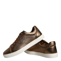 Dolce & Gabbana Gold Leather Logo London Men Sneaker Shoes