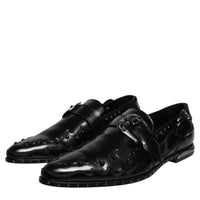 Dolce & Gabbana Black Embellished Derby Monk Strap Shoes