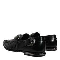 Dolce & Gabbana Black Embellished Derby Monk Strap Shoes