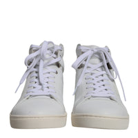 Dolce & Gabbana White Leather Mid Top Men Sneakers Shoes