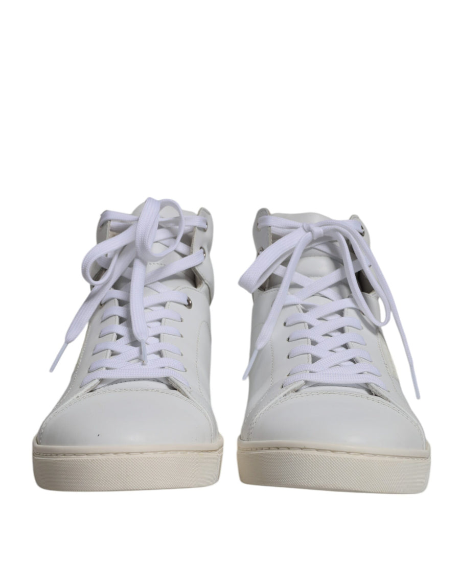 Dolce & Gabbana White Leather Mid Top Men Sneakers Shoes