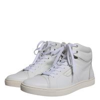 Dolce & Gabbana White Leather Mid Top Men Sneakers Shoes