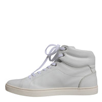 Dolce & Gabbana White Leather Mid Top Men Sneakers Shoes