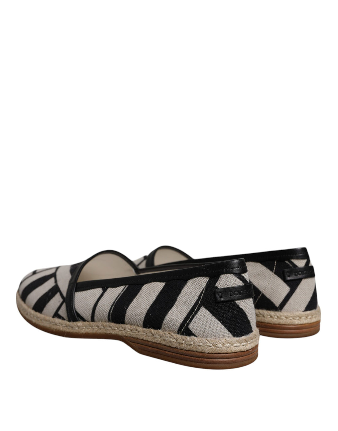 Dolce & Gabbana Black White Stripes Slip On Espadrille Shoes