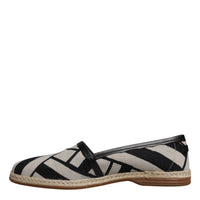 Dolce & Gabbana Black White Stripes Slip On Espadrille Shoes