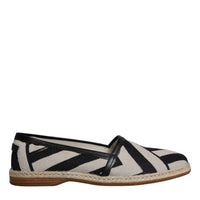 Dolce & Gabbana Black White Stripes Slip On Espadrille Shoes