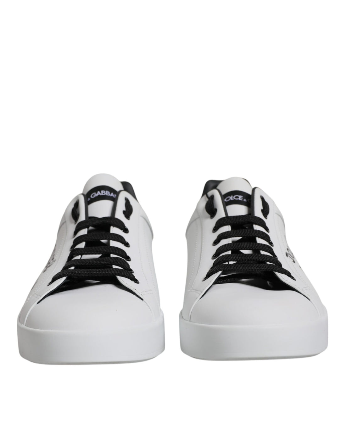 Dolce & Gabbana White Leather Logo Portofino Sneakers Shoes