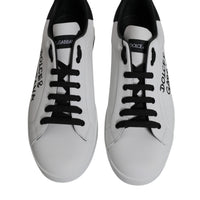 Dolce & Gabbana White Leather Logo Portofino Sneakers Shoes