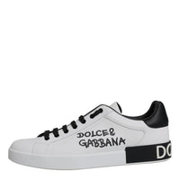 Dolce & Gabbana White Leather Logo Portofino Sneakers Shoes