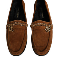 Dolce & Gabbana Brown Suede Leather Loafers Dress Shoes