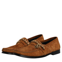 Dolce & Gabbana Brown Suede Leather Loafers Dress Shoes