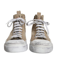 Dolce & Gabbana Beige White Canvas High Top Sneakers Shoes