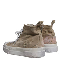 Dolce & Gabbana Beige White Canvas High Top Sneakers Shoes