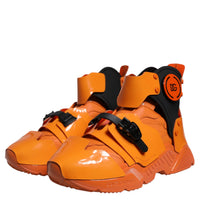 Dolce & Gabbana Orange Multi Panel Chunky High Top Sneakers Shoes